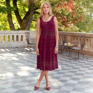 Sundance Burgundy Midi Dress sz 10 with slip